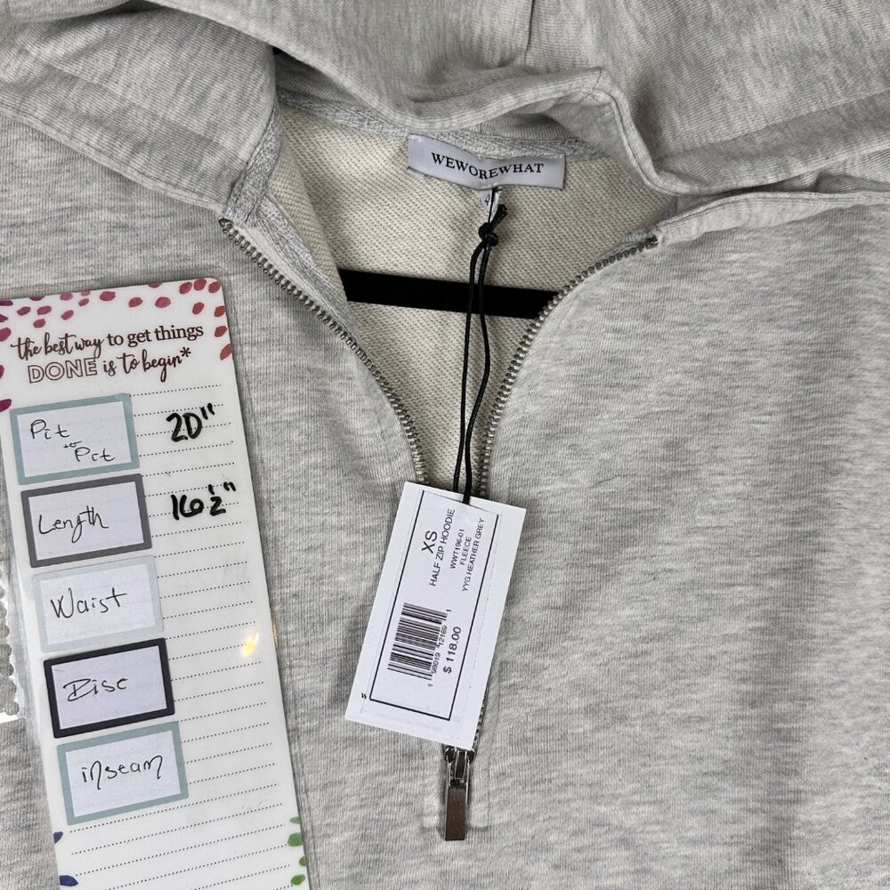 REVOLVE By. WeWoreWhat Half Zip Cropped Hoodie Women’s XS Gray Heather NWT $118 - Picture 5 of 7
